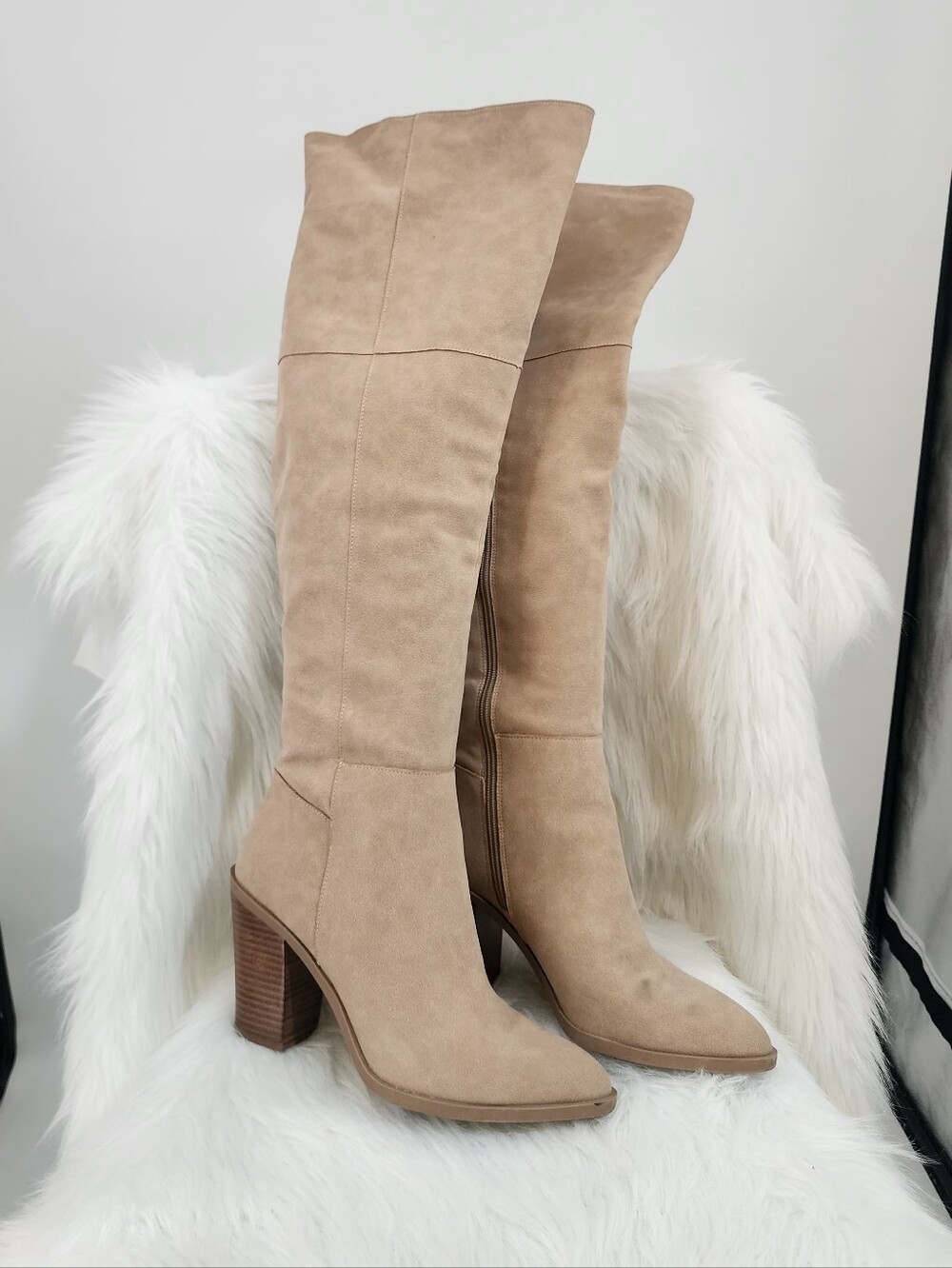 MICHAEL KORS Knee High Tan Suede "Gia" Boots, Size 11